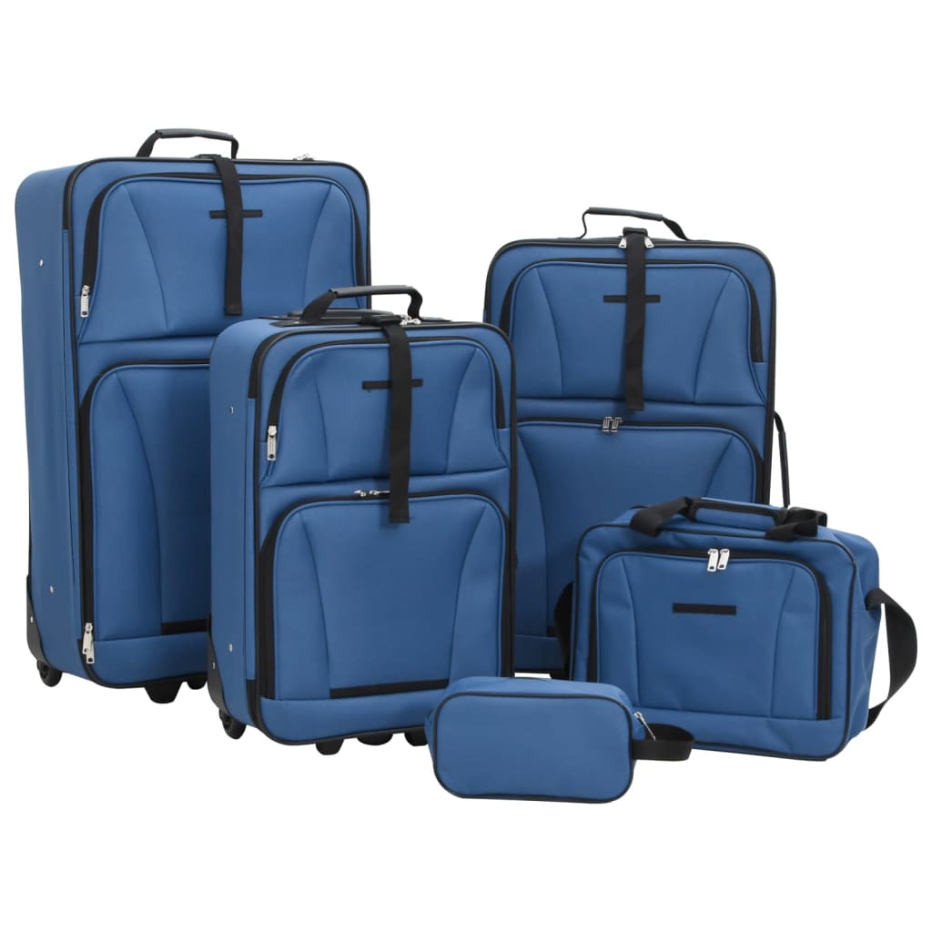 VidaXL 5-teiliges Kofferset Stoff Blau