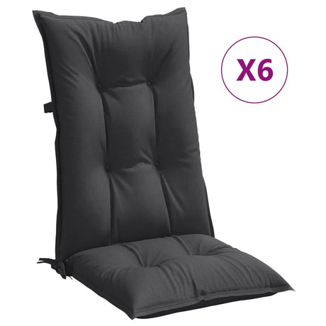 Vidaxx Stuhlkissen 6 Stück hohe Rückenlehne 120x50x7 cm Stoff Anthrazit gemischt