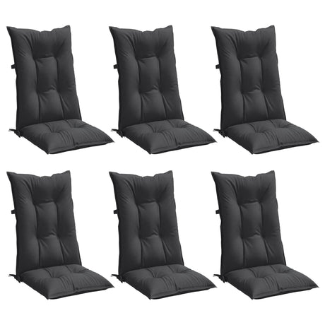 Vidaxx Stuhlkissen 6 Stück hohe Rückenlehne 120x50x7 cm Stoff Anthrazit gemischt