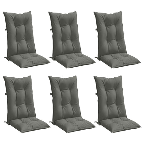 Vidaxx Stuhlkissen 6 Stück hohe Rückenlehne 120x50x7 cm Stoff dunkelgrau
