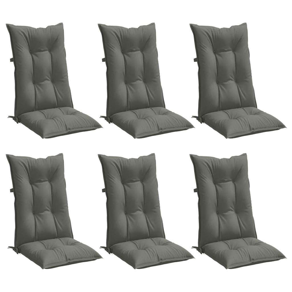 Cojines de silla Vidaxl 6 st alto trasero 120x50x7 cm tela gris oscuro