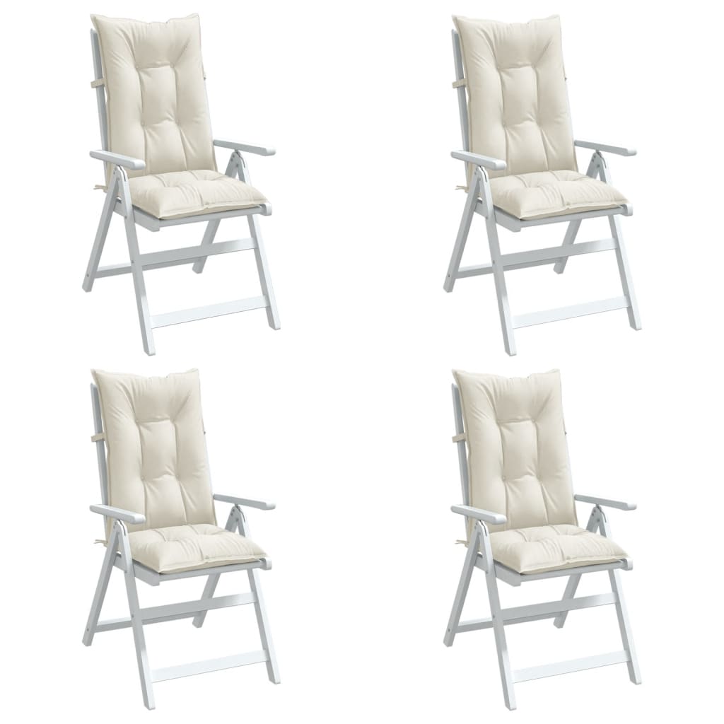 Vidaxx Stuhlkissen 4 Stück hohe Rückenlehne 120x50x7 cm Stoff gemischt creme