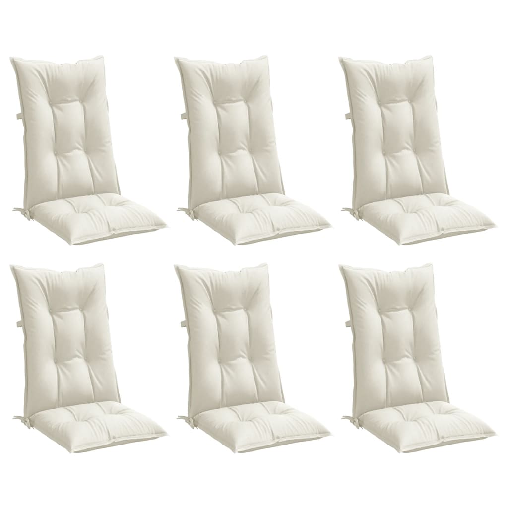 VidaXL Stuhlkissen 6 Stück hohe Rückenlehne 120x50x7 cm Stoff gemischt creme