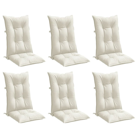 VidaXL Stuhlkissen 6 Stück hohe Rückenlehne 120x50x7 cm Stoff gemischt creme