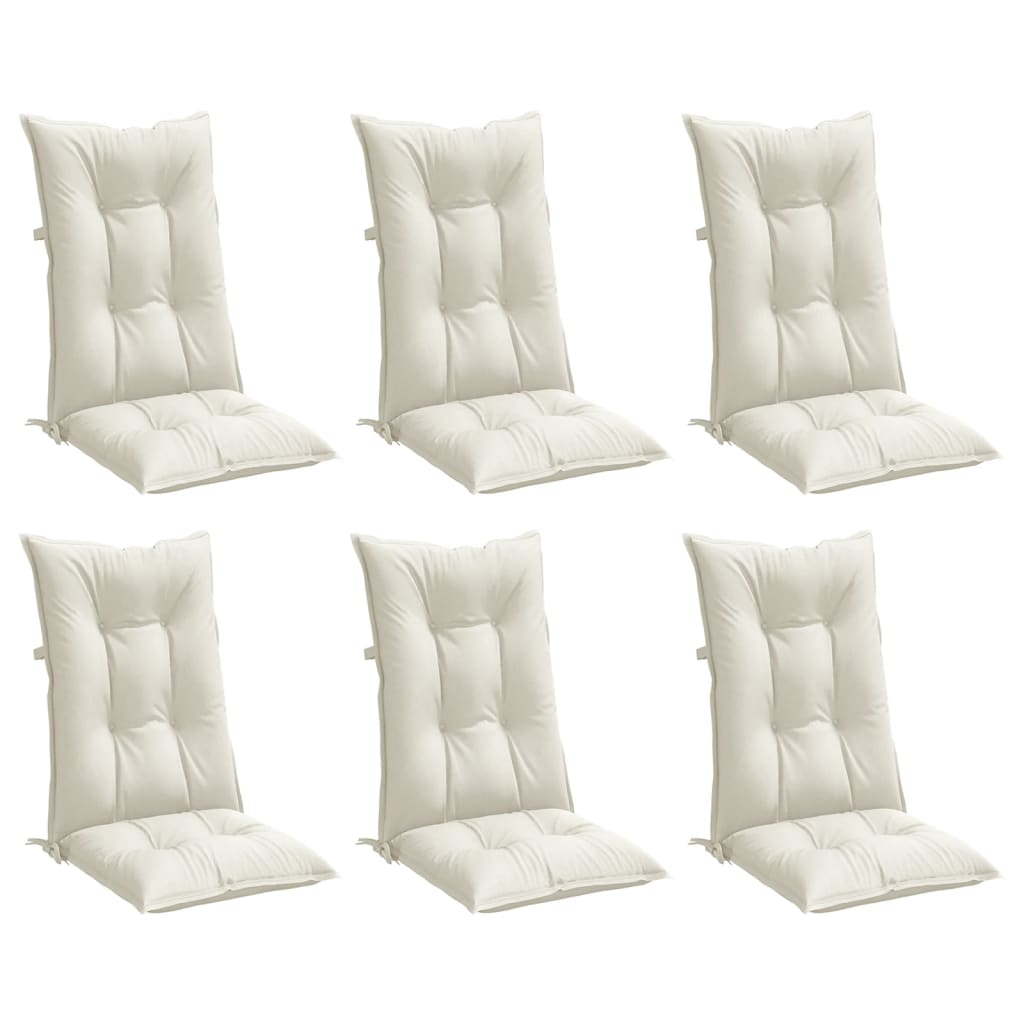 Coussins de chaise Vidaxl 6 st dos haut 120x50x7 cm Crème mélangée en tissu