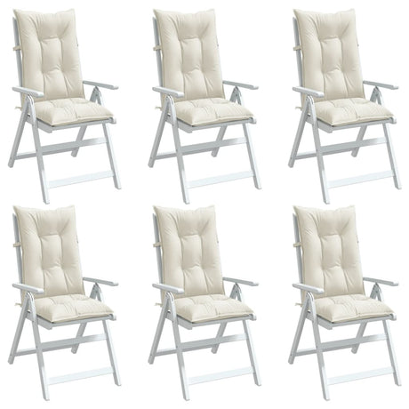VidaXL Stuhlkissen 6 Stück hohe Rückenlehne 120x50x7 cm Stoff gemischt creme