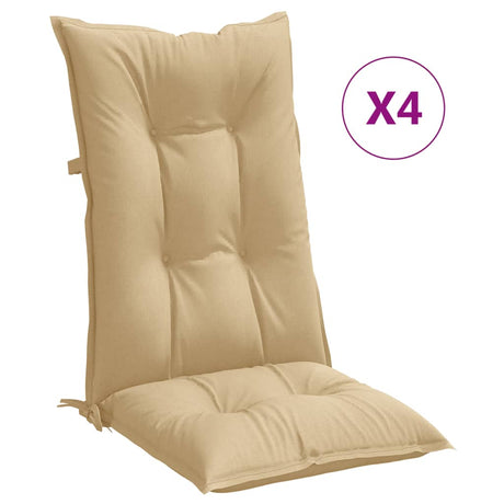 Vidaxx Stuhlkissen 4 Stück hohe Rückenlehne 120x50x7 cm Stoff beige gemischt