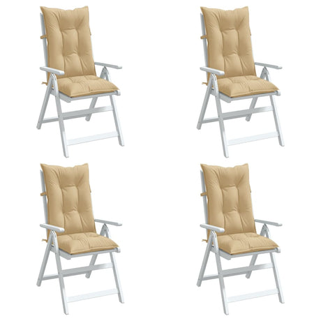 Vidaxx Stuhlkissen 4 Stück hohe Rückenlehne 120x50x7 cm Stoff beige gemischt
