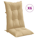 Vidaxx Stuhlkissen 6 Stück hohe Rückenlehne 120x50x7 cm Stoff beige gemischt