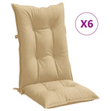 Cuscini da sedia Vidaxl 6 St High Back 120x50x7 cm Fassoso beige misto