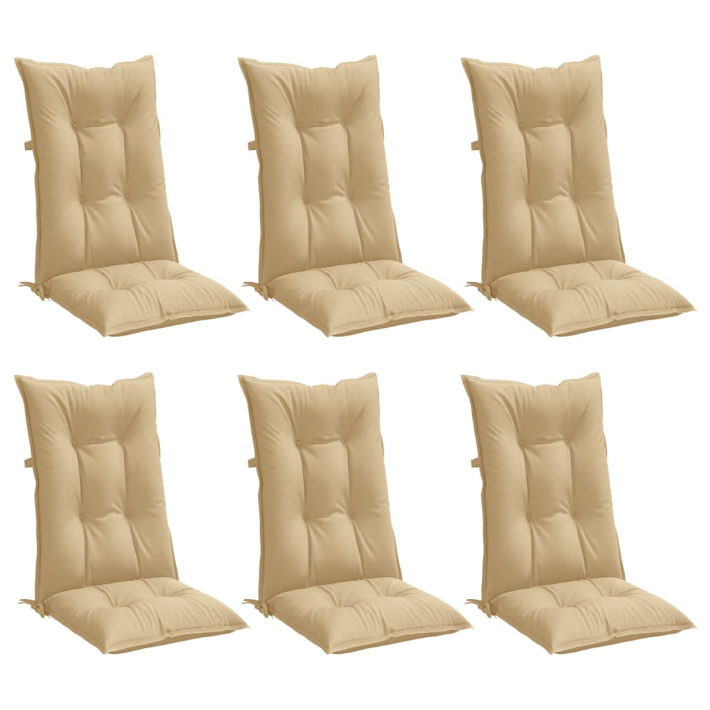 Coussins de chaise vidaxl 6 st dos haut 120x50x7 cm en tissu mélange beige