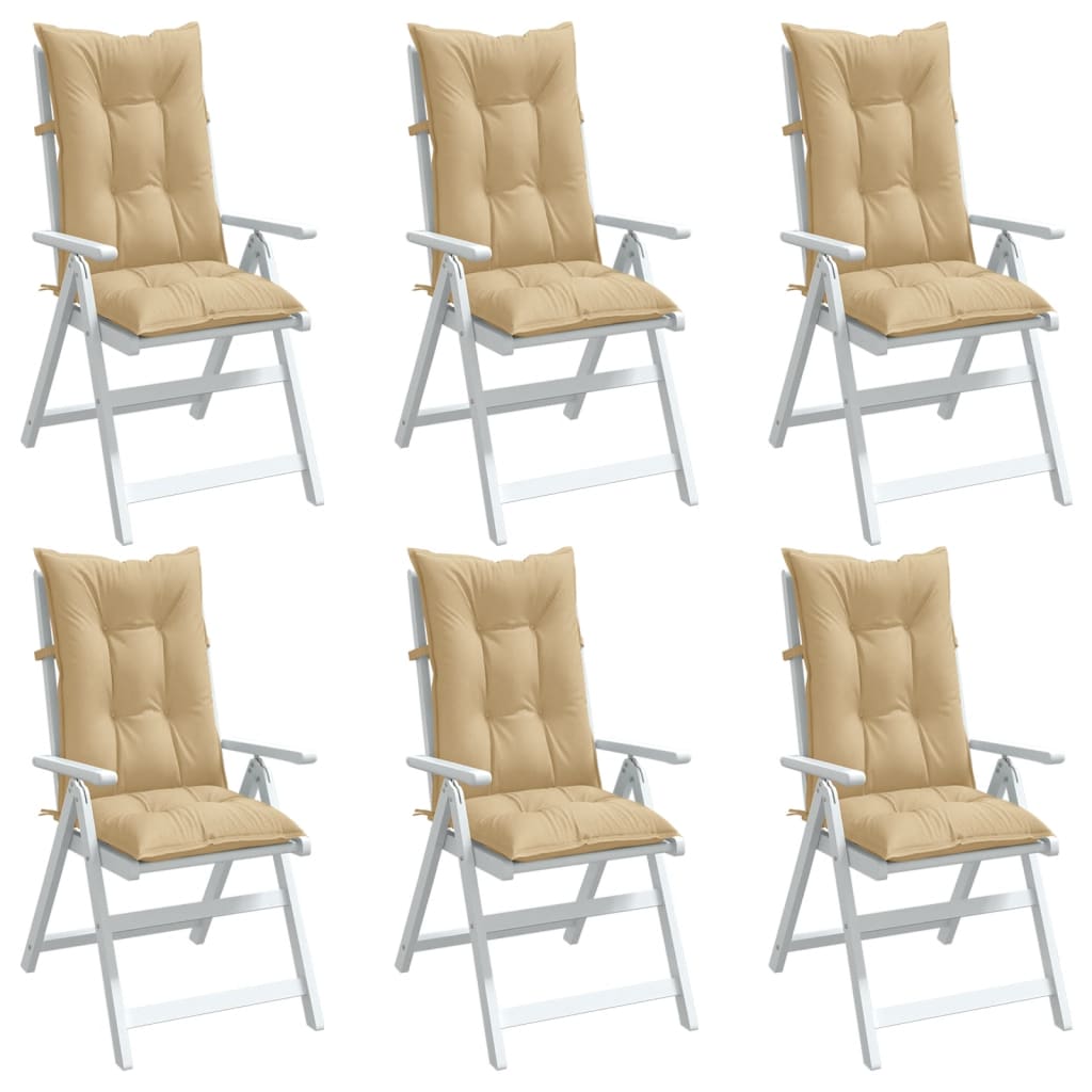 Vidaxx Stuhlkissen 6 Stück hohe Rückenlehne 120x50x7 cm Stoff beige gemischt