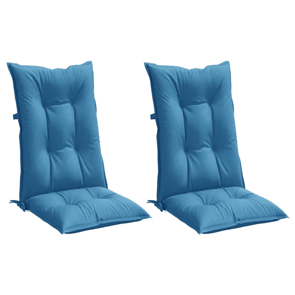 Coussins de chaise vidaxl 2 st arrière haut 120x50x7 cm tissu bleu mélangé