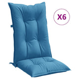 Vidaxx Stuhlkissen 6 Stück hohe Rückenlehne 120x50x7 cm Stoff blau gemischt