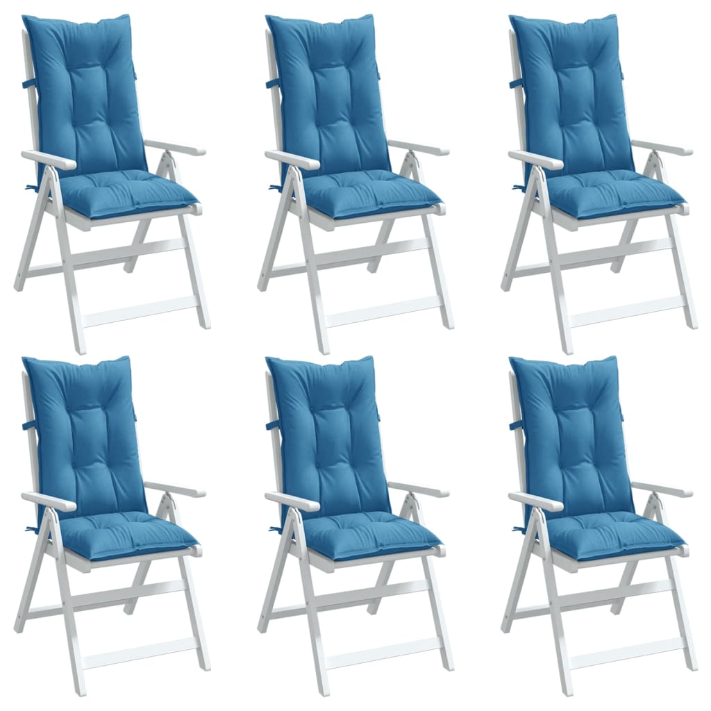 Cojines de silla Vidaxl 6 st alto trasero 120x50x7 cm de tela mixta azul