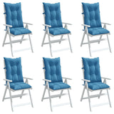 Coussins de chaise vidaxl 6 st arrière haut 120x50x7 cm tissu mixte bleu