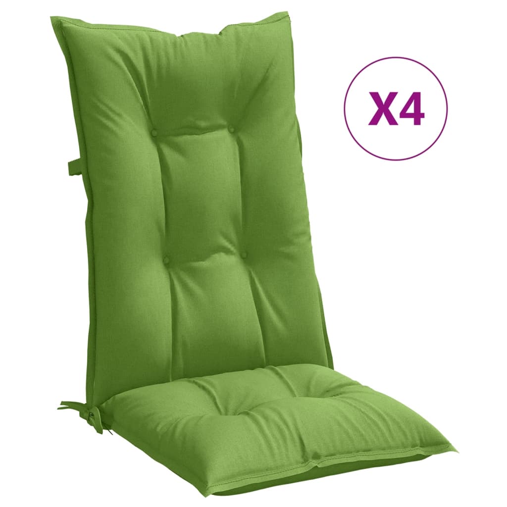 Coussins de chaise vidaxl 4 st arrière haut 120x50x7 cm tissu vert mélangé