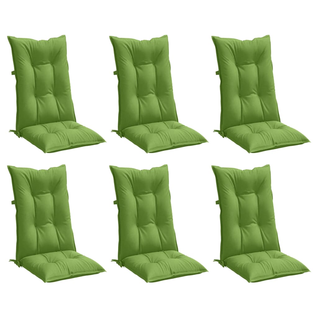 Coussins de chaise vidaxl 6 st arrière haut 120x50x7 cm tissu vert mélangé