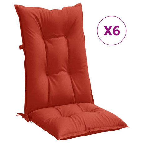 Vidaxx Stuhlkissen 6 Stück hohe Rückenlehne 120x50x7 cm Stoff rot gemischt