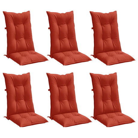 Vidaxx Stuhlkissen 6 Stück hohe Rückenlehne 120x50x7 cm Stoff rot gemischt