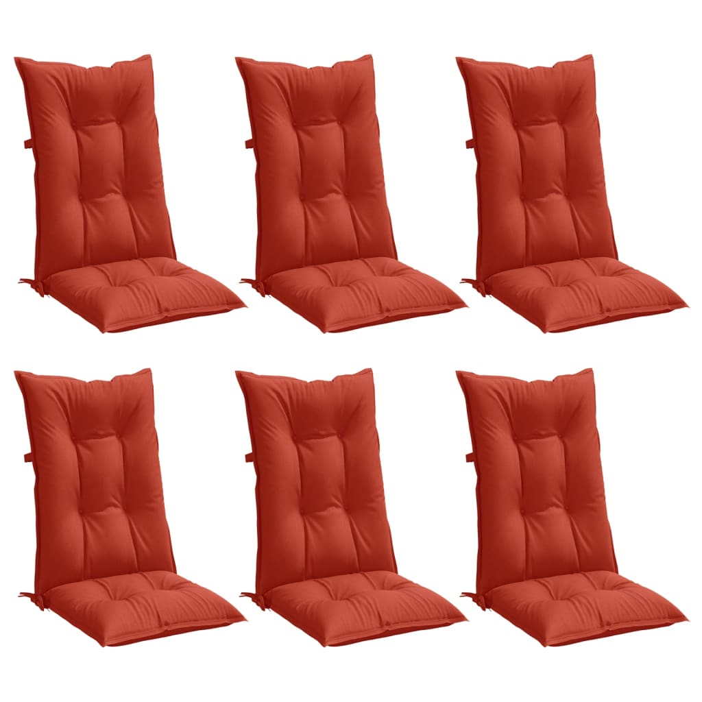 Cojines de silla Vidaxl 6 st alto trasero 120x50x7 cm de tela mixta roja