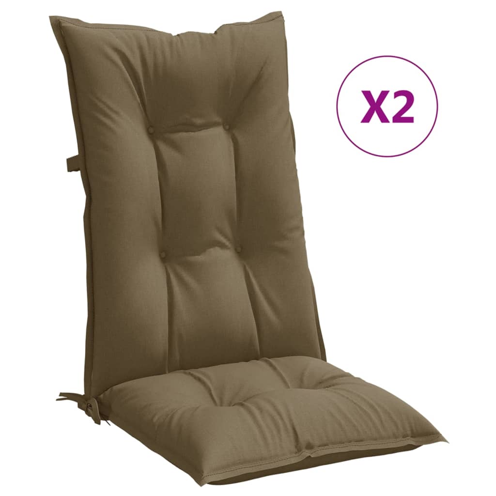 Coussins de chaise Vidaxl 2 ST Haut arrière 120x50x7 cm tissu mélangé taupe