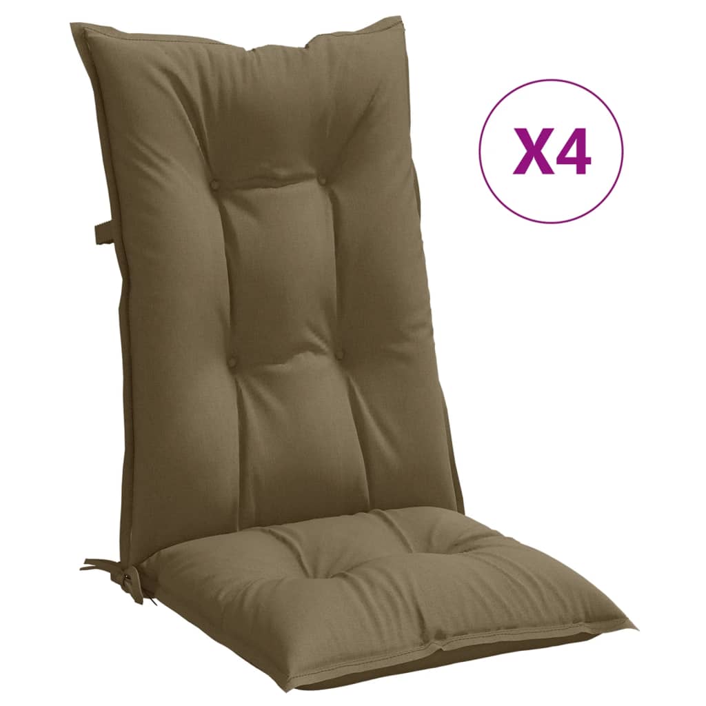 Coussins de chaise vidaxl 4 st arrière haut 120x50x7 cm tissu mélangé taupe