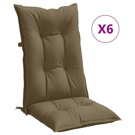 Vidaxx Stuhlkissen 6 Stück hohe Rückenlehne 120x50x7 cm Stoff Melange Taupe