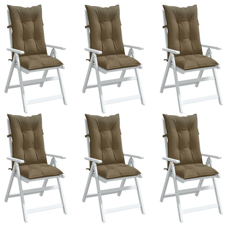 Vidaxx Stuhlkissen 6 Stück hohe Rückenlehne 120x50x7 cm Stoff Melange Taupe