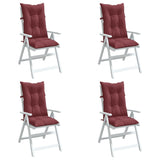 Coussins de chaise vidaxl 4 st arrière haut 120x50x7 cm en tissu vin mélangé rouge