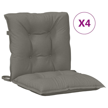 VidaXL Stuhlkissen 4 Stück niedrige Rückenlehne 100x50x7 cm Stoff dunkelgrau