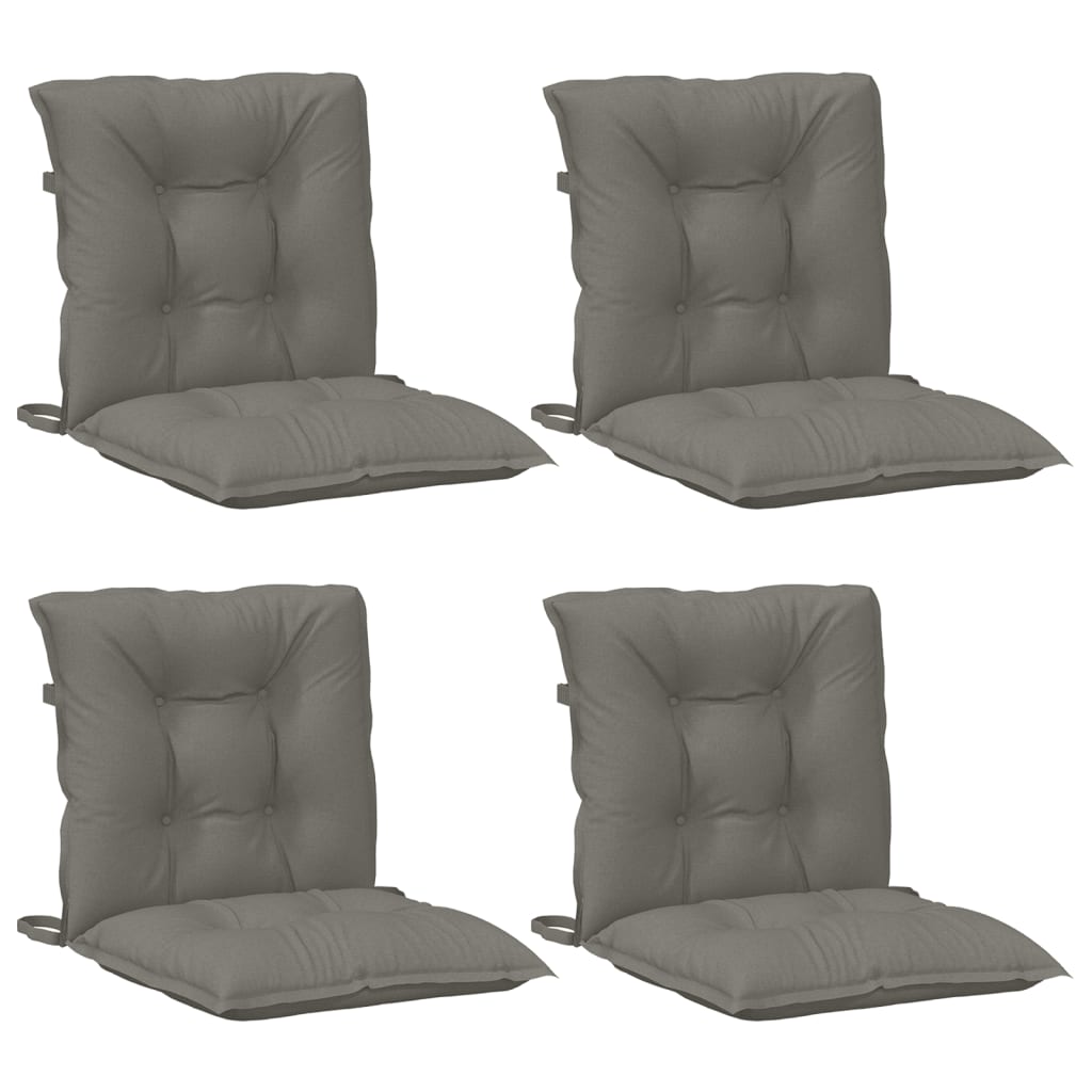 VidaXL Stuhlkissen 4 Stück niedrige Rückenlehne 100x50x7 cm Stoff dunkelgrau