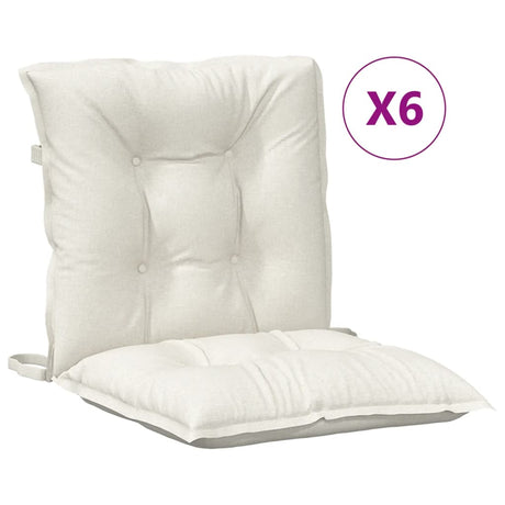 VidaXL Stuhlkissen 6 Stück niedrige Rückenlehne 100x50x7 cm Stoff gemischt creme