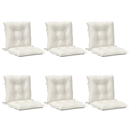 VidaXL Stuhlkissen 6 Stück niedrige Rückenlehne 100x50x7 cm Stoff gemischt creme