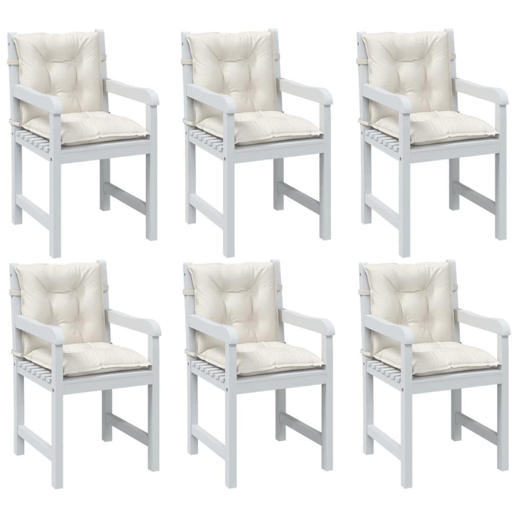 VidaXL Stuhlkissen 6 Stück niedrige Rückenlehne 100x50x7 cm Stoff gemischt creme