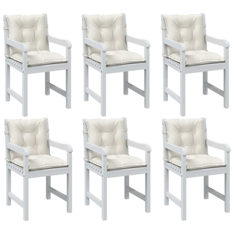 VidaXL Stuhlkissen 6 Stück niedrige Rückenlehne 100x50x7 cm Stoff gemischt creme