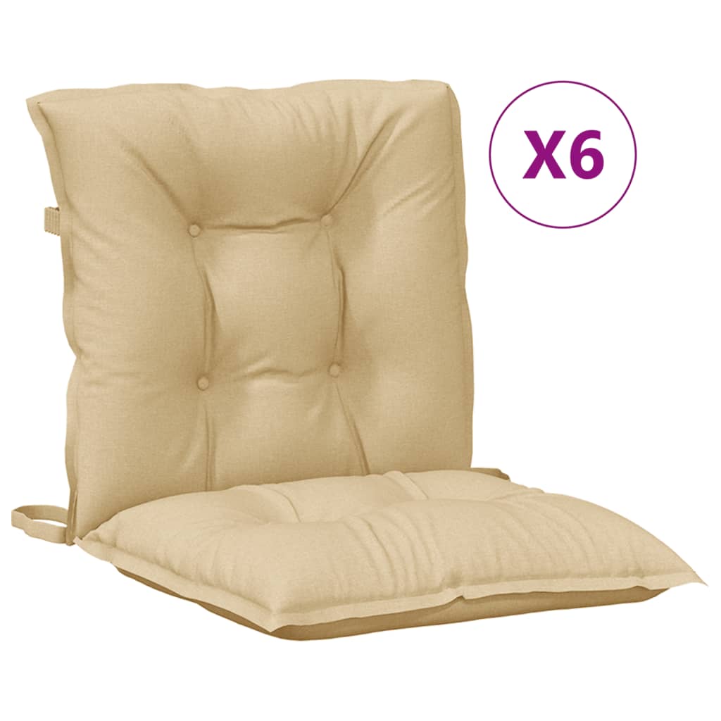Vidaxx Stuhlkissen 6 Stück niedrige Rückenlehne 100x50x7 cm Stoff beige gemischt
