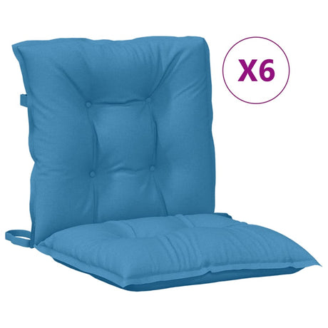 Vidaxx Stuhlkissen 6 Stück niedrige Rückenlehne 100x50x7 cm Stoff blau gemischt