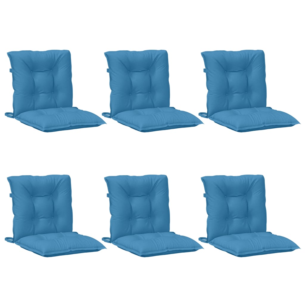 Coussins de chaise vidaxl 6 pcs bas dos 100x50x7 cm Bleu mélangé