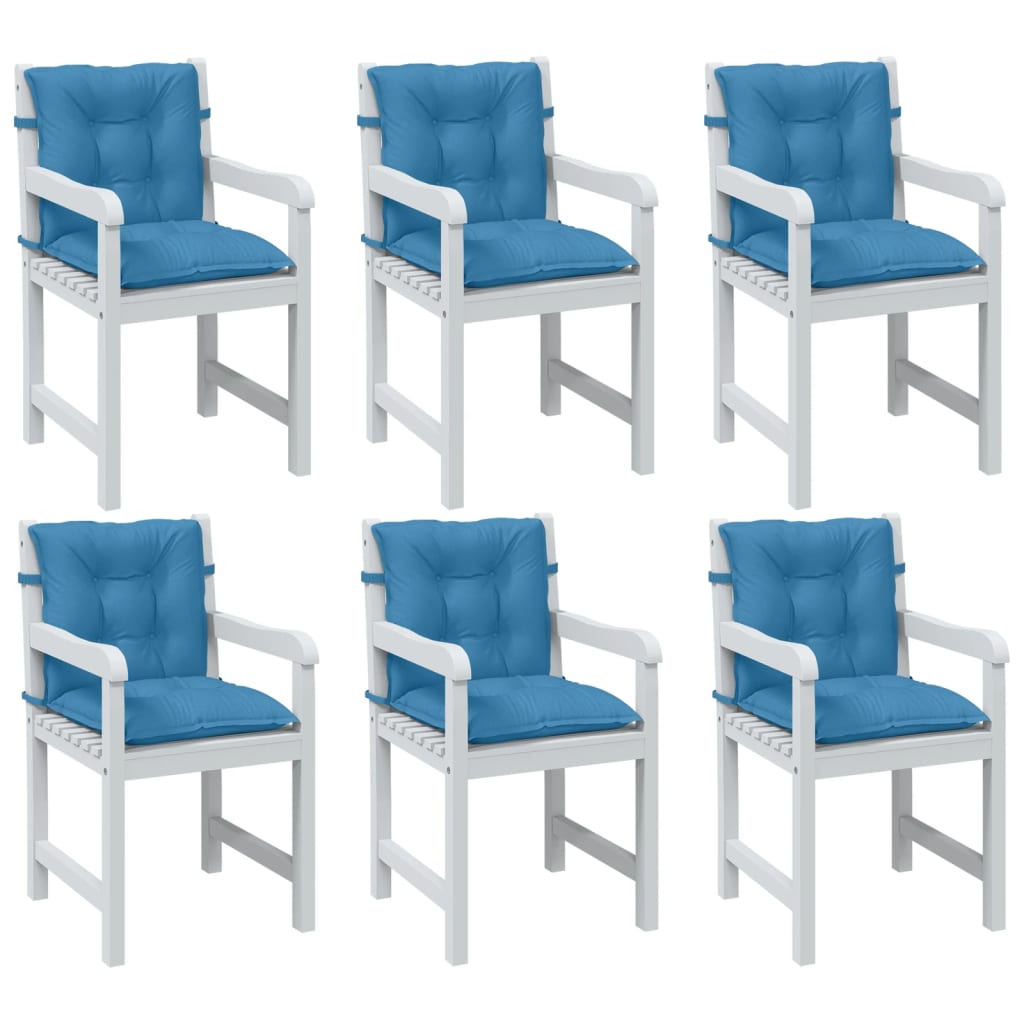 Vidaxx Stuhlkissen 6 Stück niedrige Rückenlehne 100x50x7 cm Stoff blau gemischt
