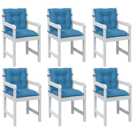 Vidaxx Stuhlkissen 6 Stück niedrige Rückenlehne 100x50x7 cm Stoff blau gemischt