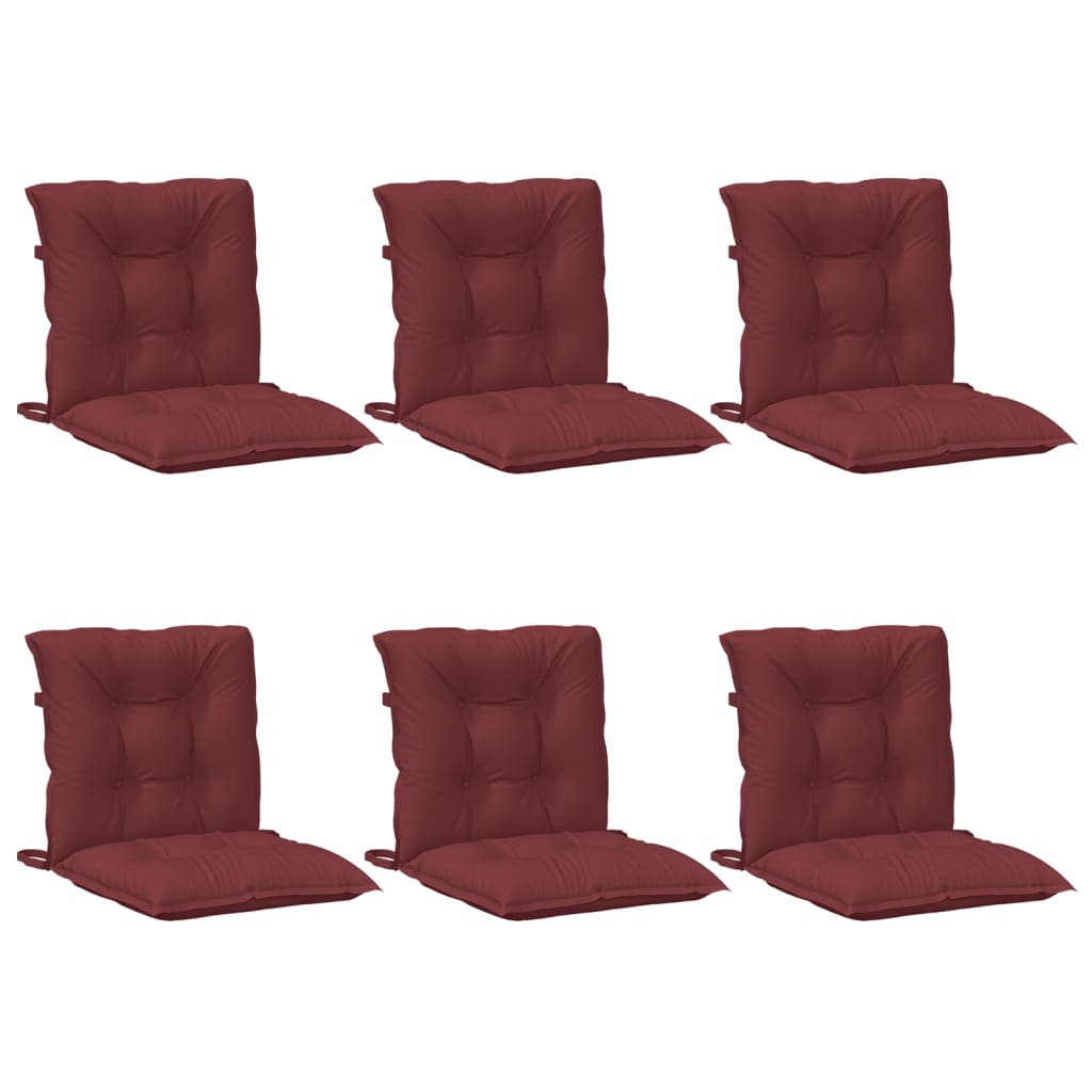 Cojines de silla Vidaxl 6 pcs Back 100x50x7 CM Fabric de vino mixto rojo