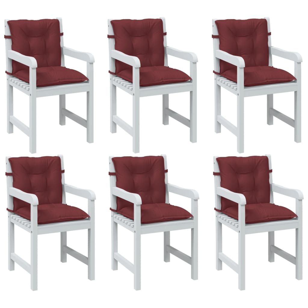 Cojines de silla Vidaxl 6 pcs Back 100x50x7 CM Fabric de vino mixto rojo