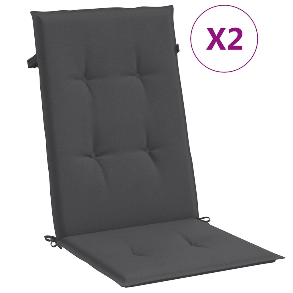 Coussins de chaise vidaxl 2 st arrière haut 120x50x4 cm Tissu mixte anthracite