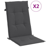 Coussins de chaise vidaxl 2 st arrière haut 120x50x4 cm Tissu mixte anthracite