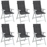 VidaXL Stuhlkissen 6 Stück hohe Rückenlehne 120x50x4 cm Stoff Anthrazit gemischt