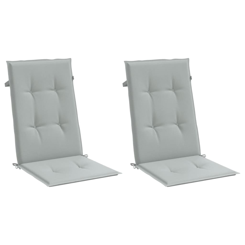 Cojines de silla Vidaxl 2 st alto trasero 120x50x4 cm tela gris claro