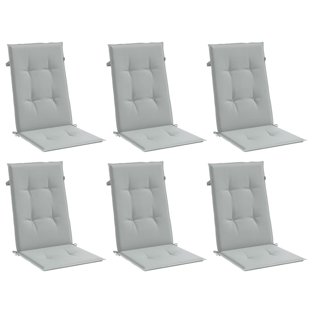 Cojines de silla Vidaxl 6 st alto trasero 120x50x4 cm tela gris claro