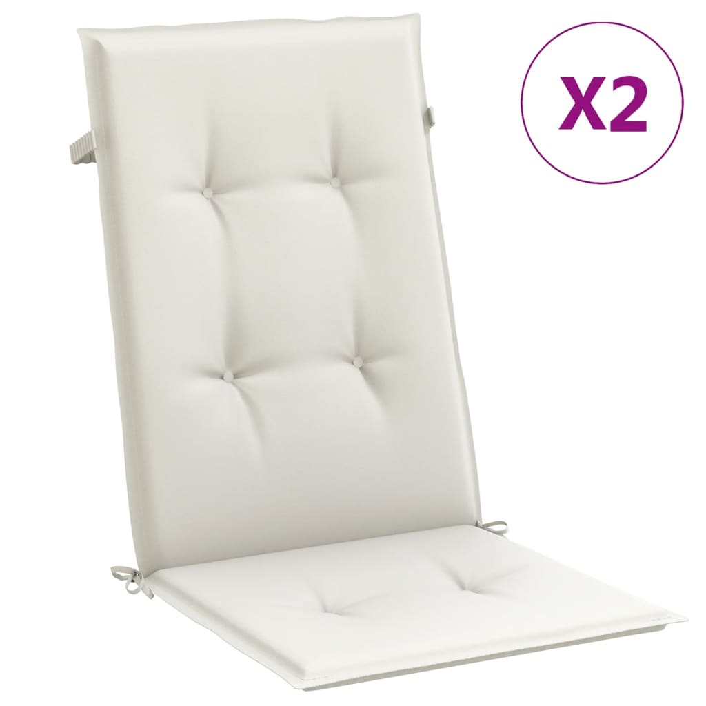 Cojines de silla Vidaxl 2 st alto trasero 120x50x4 cm de tela crema mixta