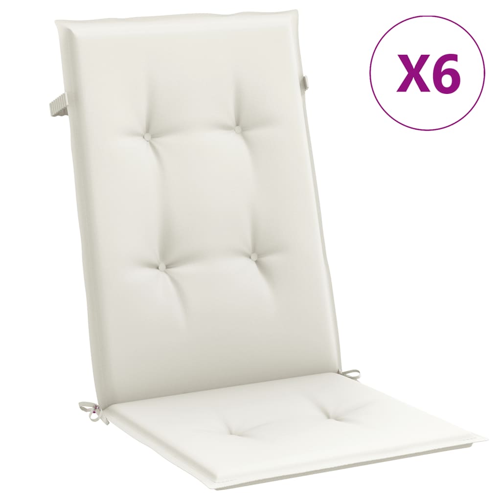 Vidaxx Stuhlkissen 6 Stück hohe Rückenlehne 120x50x4 cm Stoff gemischt creme
